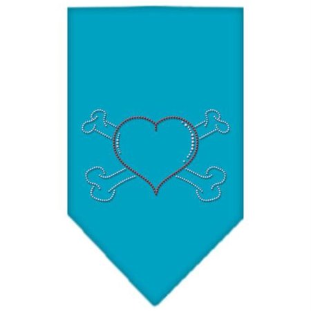 UNCONDITIONAL LOVE Heart Crossbone Rhinestone Bandana Turquoise Large UN802699